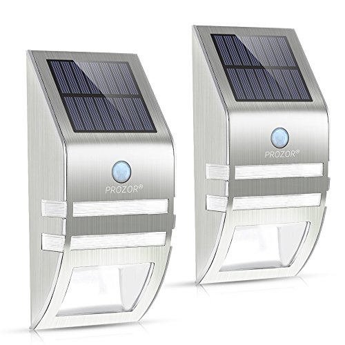 PROZOR Wireless Solar LED Leuchten Solar-Leuchte, LED, wasserdicht, mit Bewegungsmelder Sensorleuchte mit Edelstahl-Geh?use f¨¹r Zaun Weg, Etc.