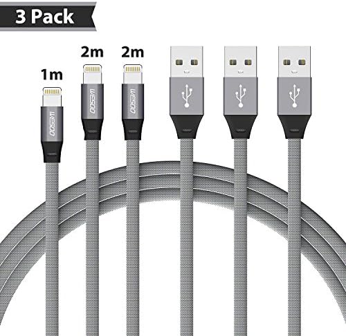 iPhone Charger Cable, Wesoo iPhone Lightning Cable Charging Cord for iPhone X, iPhone 8 8 Plus, iPhone 7 7 Plus, iPhone 6 6 Plus, iPhone 5 5s SE, iPad, iPod Touch. [ Space Grey, 3 Pack ]