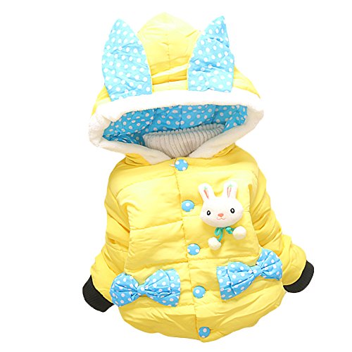 Baby Girls Kids Rabbit Cotton-padded clothes Outwear Coat Jacket Snowsuit (24-36 Months, Yellow)