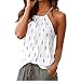 Produktbild Böhmen Tops,Resplend Damen Sommer Neckholder T-Shirt Weste Bedruckte Ärmellose Bluse Bandage Stickerei Frauen Crop Tops Oberteile Lässige Tank Tops Vest Pulli (Weiß, L)