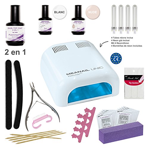 MEANAIL PARIS Starter-Set PLUS mit FRENCH MANICURE - Nagelstudio Set - Nageldesign - Für perfekte French Manicure & Pediküre wie im Nagelstudio - 100% DIY bei Ihnen zuhause! UV Lampe 36W - Nagellacktrockner - UV Lichthärtungsgerät - CE-Kennzeichnung - Semipermanente Maniküre & Pediküre