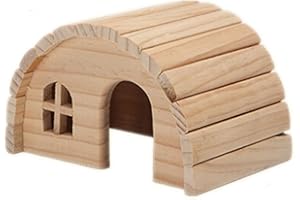 emours Niche en Bois Naturel à mâcher pour Hamster, Petite Taille