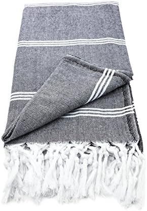 Arta Ahura Clovelly Go Anywhere 100% Organic Cotton Turkish Towel – Full Size Beach Bath or Body lightweight Handwoven Pestemal Hammam Towel Cocoa Bean