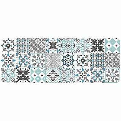 Tapis Deco Rectangle 45 x 120 CM Mousse Imprimee SALOU Bleu