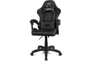 DRIFT GAMING DR35 – Silla Gaming Ergonómica Profesional con Reposabrazos 2D Ajustables, Soporte Lumbar y Cervical, Reclinable 135°, Tapizado en Cuero Sintético, Ruedas Silenciosas, Base Robusta, Negro