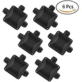 Junction Box Cable Connector, Beauty Star 6PCS Larger 3-way Outdoor Light Connector IP68 Waterproof- Black Electrical External Coupler Cable Gland M20 Cable Gland 5.5mm-10.2mm(ABS+PVC)