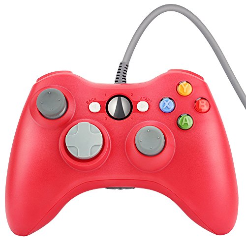 Prous XW23 Controlador de Xbox 360 Game Controller Joystick Controlador de Juegos con Cable para Xbox 360 für Windows7, Xbox 360, PC und Laptop Computer - Rojo
