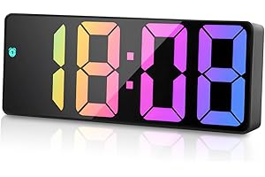 flintronic Cyfrowy budzik, zegar LED z dużym wyświetlaczem, budzik przy łóżku, zegar zasilany baterią, budziki z drzemką, temperatura, jasność, regulowana do domowego biura