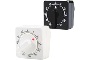 feyiubmen 2 timer meccanico da cucina, a breve termine, da cucina, con allarme rumoroso, timer da 60 minuti per cucina e apprendimento