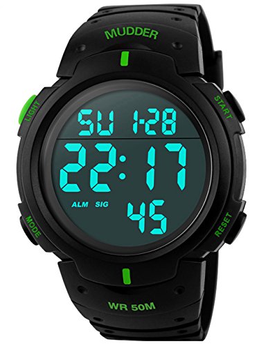 Mudder 5ATM Wasserdichte Sport Armbanduhr Digital Quarz Grn Mudder 5ATM Wasserdichte Sport Armbanduhr Digital Quarz Grn