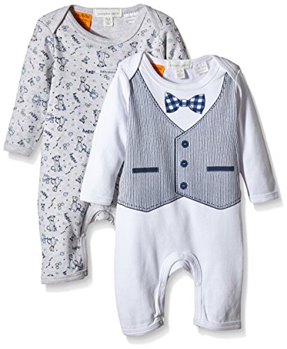 Pumpkin Patch Unisex Baby 2Pk All-In-One Plain Romper, White (Clean White), 6-9 Months (Manufacturer Size:6-12M)