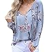 Produktbild Blumendruck Hemdoberteile Damen,Elecenty Frauen Lose Sweatshirts Elegant Herbst Patchwork Streetwear V-Ausschnitt Sweater Tunic Pullover Outerwear T Shirt