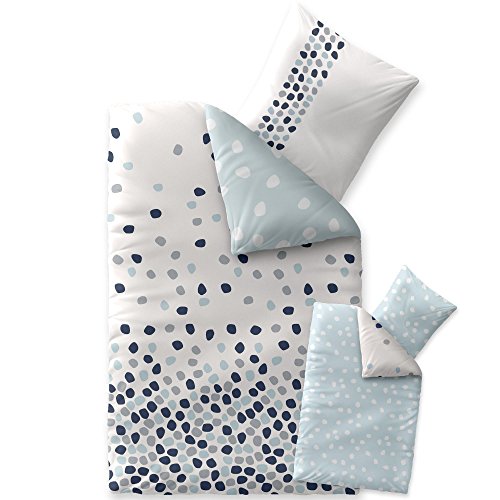 4-tlg. Sommer Bettwäsche Baumwolle 135×200 CelinaTex 0003964 Fashion Iris weiß blau Punkte Wendedesign - 2