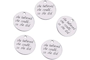 Airssory 10 Pcs Quote Pendants Flat Round with Word Message Charm for Jewellery Making DIY Craft - 22mm