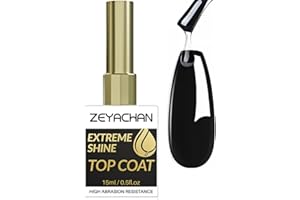 ZEYACHAN Top Coat Semi Permanent Brillant 15ML - No Wipe Top Coat Gel UV Ultra Brillant Professionnel - Longue Tenue - Qualité Salon, Soak-Off UV/LED Vernis à Ongles Gel Nail Polish
