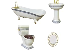 predolo Dollhouse Miniature Ceramic Bathroom Set Accessories 1:12 Model Including