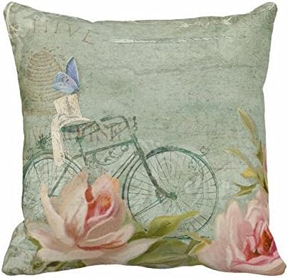 Summer at the Cottage Porch Roses Bicycle Throw Pillow Case 45 x 45 cm