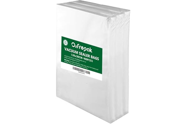 O2frepak100 Sacs 20x30cm Sacs Machine Sous Vide Alimentaire,sans BPA et LFGB Sac de Congelation Sous Vide,Compatible Avec n'importe Quelle Scelleuse Sous Vide