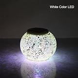 GRDE® Bunte Sphärische Mosaik Lampe, Nachtlicht, LED Lampe mit Farbwechsel, Wasserdichte Solar Leuchte, Kristallglas-Leuchte für Garten, Patio, Tabelle, Innen- Dekorationen (Silver)