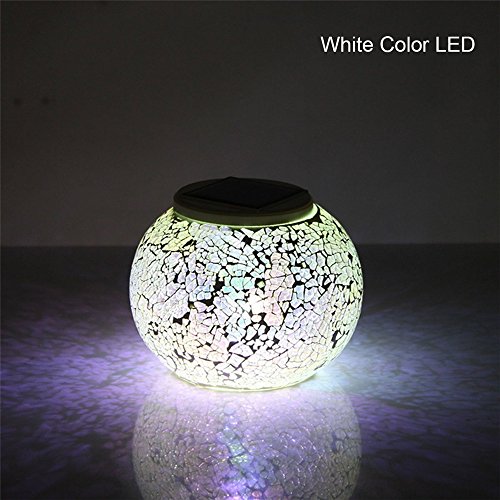 GRDE® Bunte Sphärische Mosaik Lampe, Nachtlicht, LED Lampe mit Farbwechsel, Wasserdichte Solar Leuchte, Kristallglas-Leuchte für Garten, Patio, Tabelle, Innen- Dekorationen (Silver)