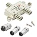 Produktbild PremiumX Switch 2-Fach Verteiler 5-2400 MHz SAT Kabel UKW DAB Digital Umschalter + 1x KoaX-Kupplung + 2X F-Stecker auf IEC Koax