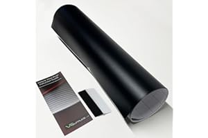 VT SUPPLIES Matt Car Vinyl Wrap [Self Adhesive Air Release Film] with Squeegee Tool - Outdoor Rated for Car Automotive Use (Black, 30 x 152cm)