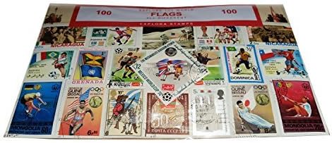 World Flags Collectable Set of 100 Postage Stamps! Souvenir/Speicher/Memoria! 100 Different Historical Stamps! Timbre-Poste/Briefmarke/Francobollo/Sello de Correos!