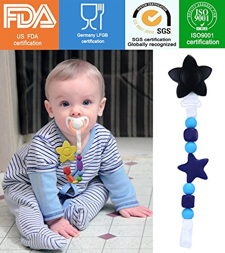 niceEshop(TM) Lovely Petal Style Baby Pacifier Holder Silicone Pacifier Clip, Black (#4)