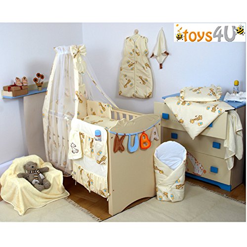Toys4u 7x Piezas Cuna Infantil 135x100cm con Ropa de Cama