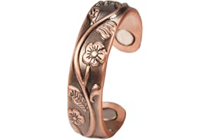 WOLLET Bague en cuivre magnétique Femmes/Hommes réglable en Bonne santé (CPR-0937) (Longueur 60mm)