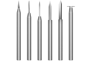 EKOYEELA Lot de 6 forets de sculpture sur bois pour outil rotatif Dremel - Accessoires de perceuse de gravure - Outil de meulage du bois avec tige de 3 mm pour sculpture, perçage, micro sculpture