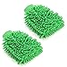 Produktbild MUXItrade 2 Pack Waterproof Microfiber Glove, Chenille Car Wash Mitt, Mitt Microfiber Car Window Washing Home Cleaning Cloth Duster Towel Mitten,Grün