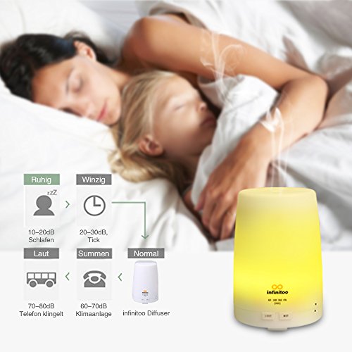 Luftbefeuchter | infinitoo 300ml Ultraschall Aroma Diffuser | Aromatherapie Diffusor | Abschaltautomatik Öl Raumbefeuchter mit 4 Zeitmodi Einstellungen und 7 LED Farbwechsel für Wohnzimmer, Kinderzimmer, Schlafzimmer, Baby- und Yogazimmer, SPA, Büro usw. - 4