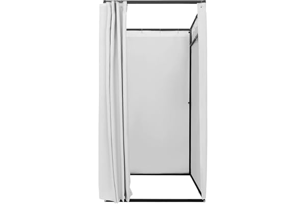 Omklädningsrum fristående 100 × 100 × 200 cm bärbart provrum (grå) | Mobil omklädningsrum med järnram linnegardin för klädaffärer, köpcentra, kontor, sovrum
