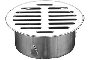 HpLive Siphon de sol rond de 90 mm en acier inoxydable, anti-blocage, pour toit extérieur, siphon de sol enfichable avec grand déplacement, pour terrasse extérieure de jardin