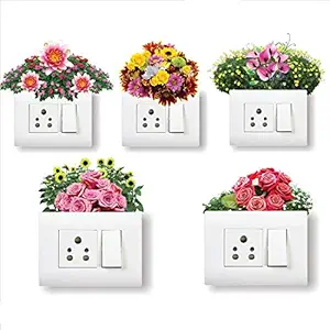 AH Decals Vinyl Decorative Switch Board/Panel Floral Design Wall Stickers