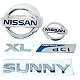 Fabbay N-issan Sunny lx dci Car Emblem Monogram/logo/Badge/Decals/3D/sticker Colour (Silver,Chorme) abs Plastic Pack of 5