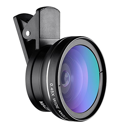 POTOK Lens Kit 2 in 1 Clip On with 0.45X Super Wide Angle + 15X Super Macro Lens For iPhone 6s / 6s Plus, iPhone SE 5/5S/5C/4, iPad,Samsung HTC Sony LG and All Other Smartphones