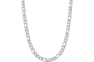 flintronic Chaîne Figaro 1+3 Homme Collier en Acier Inoxydable Argent, Élégant Collier Homme Chaîne Figaro (3 en 1) - Necklace Largeur 5 mm - Longueur 46 cm