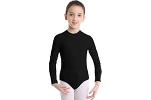 MSemis Kinder Mädchen Ballett Trikot Body Langarm Ballettanzug Gymnastikanzug Turnanzug Ballett Body mit Rollkragen Dancewear