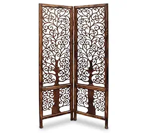 Artesia Handcrafted 2 Panel Brown Wooden Room Partition/Divider