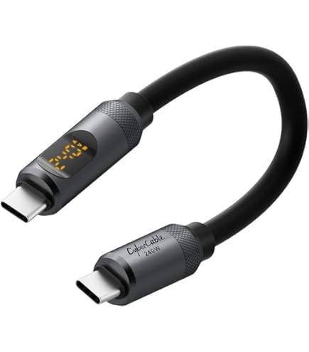 SOOPII 100W Right Angle USB C To USB C Cable,1FT Zinc Alloy Braided Type-C Cable With LED Display For Lphone 15, LPad Air/Pro,MacBook Pro,Galaxy S23/S22/S10,Pixel,LG(0.3 M,black