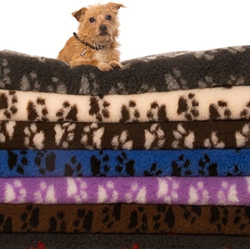 Vet Loved BED Non Slip Paws Veterinary Dry Fleece Bedding Roll for Dogs Cats Pets Easy Wash Amethyst Purple/Pearl paws 150cm x 100cm
