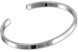Treasure Bay Brazalete de plata de ley 925 maciza, Brazalete de plata liso, Pulsera Para hombre Plata Talla única
