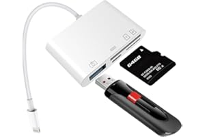 NAVESO Lecteur de Carte SD pour iPhone, 4 en 1 Adaptateur Lecteur de Carte SD iPhone, Adaptateur Lecteur de Carte SD/TF pour iPhone Adaptateur USB OTG, Adaptateur USB Lightning Compatible