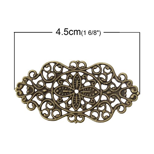 5 dekorative Ornamente, Floral, 4,5 x 2,3 cm, altmessing - 2