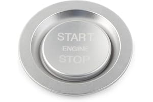 GZYF Cubierta de interruptores de botón de arranque del motor para automóvil con moldura de anillo compatible con Jaguar XJ XJR/XF XFR 2015-UP, para Range Rover 2013-UP, Evoque/Sport 2014-UP, plata