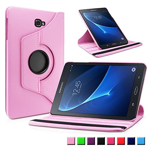 Samsung Galaxy Tab A 10.1 Hülle Case, Infiland PU Ledertasche lederhülle 360° Drehbarer Stand Smart Cover Case Schutzhülle Tasche Etui für Samsung Galaxy Tab A 10.1 Zoll (2016) Tablet-PC(mit Auto Schlaf / Wach Funktion)(Rosa)