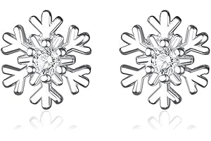 LINSTER Orecchini Piccoli Fiocchi di Neve per Ragazze Argento Sterling 925 Ipoallergenico CZ Festa Invernale Fiocchi di Neve Orecchini Gioielli Regali di Natale per Donne Ragazze Adolescenti