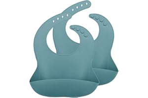 Sodatch Silicone Baby Bibs - Pack of 2, Waterproof, BPA-Free, and Crumb Catcher for Babies and Toddlers - Super Soft and Easy to Clean